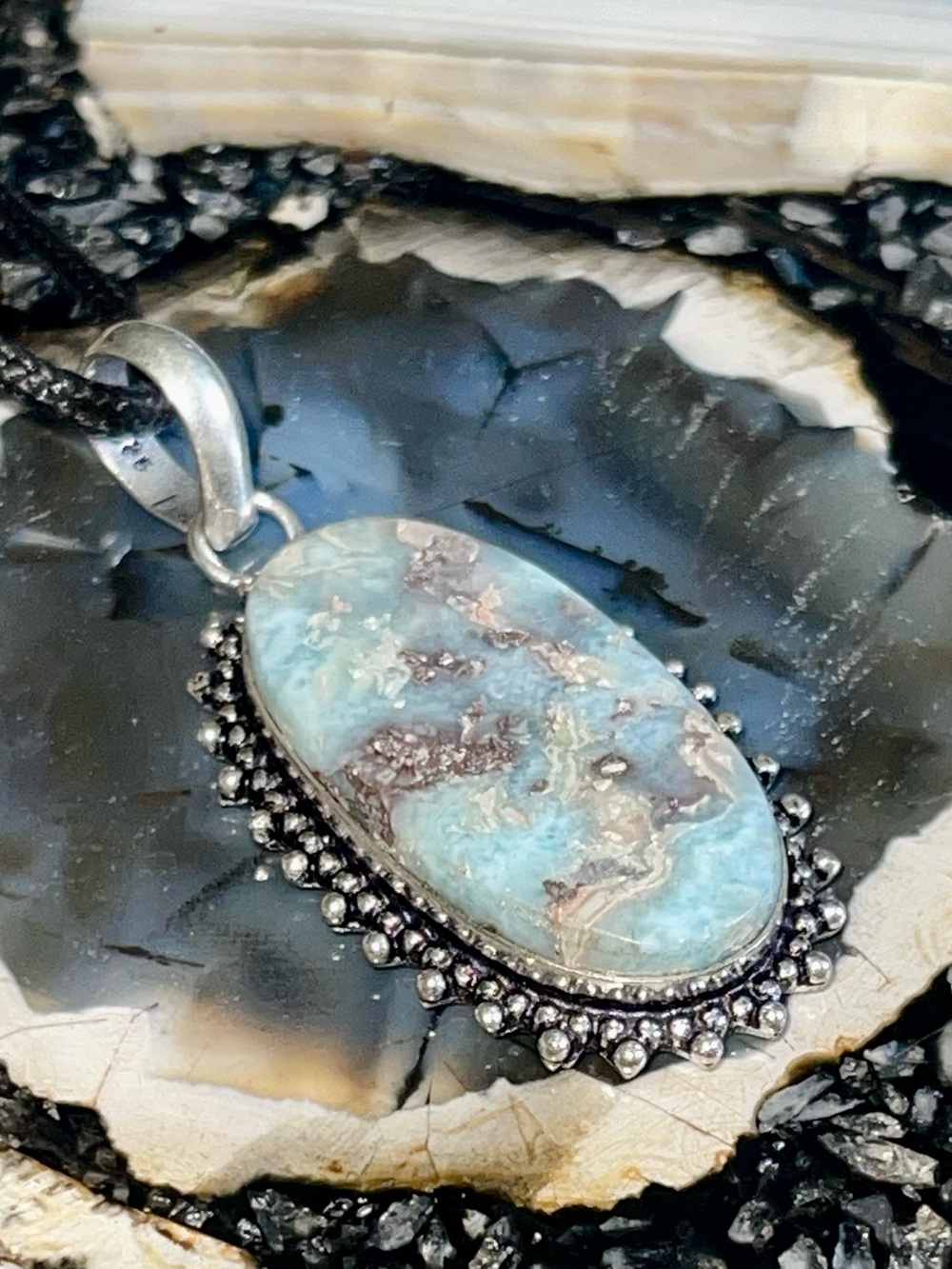 Caribbean DR Larimar Crystal Pendant 2” - Picture 5 of 11